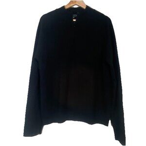 Ted Baker Sweater Mens 6 (XL) Black Gray‎ Knit Wool Blend Mock Neck Quarter Zip